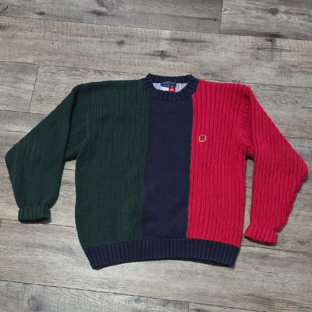 Vintage 90s Tommy Hilfiger color-block crewneck sweater
